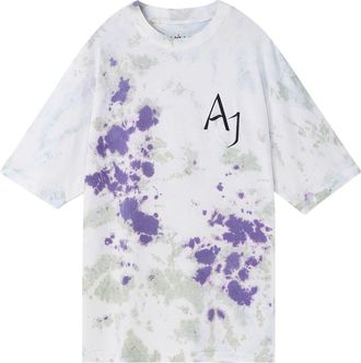 Nike Jordan Mens Air Jordan Splash Ink Color Block Alphabet Printing Casual Short Sleeve Blue T-Shirt DM1455-366