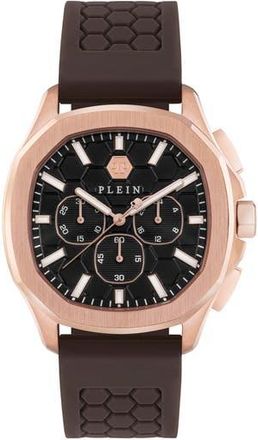 Philipp Plein Spectre Chronograph Silicone Strap Watch, 44mm in Ip Rose Gold at Nordstrom Rack