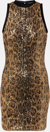 Roberto Cavalli Sequined leopard-print minidress