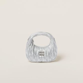 Miu Miu Wander Matelass&eacute; Nappa Leather Hobo Mini-bag, Woman, Silver