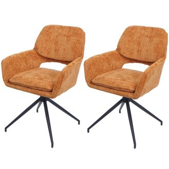 Hhg Nunca Usado] Juego De 2 Sillas De Comedor Hhg 643, Silla De Cocina, Giratoria Con Retorno Autom&aacute;tico, Tejido De Chenilla (490 G/m&sup2;) Oeko-tex, Amarillo