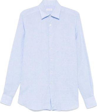 Glanshirt Linnen overhemd - Blauw