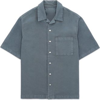 Fortela Bowling Cotton Short Sleeve Shirt in Sky at Nordstrom, Size X-Large Eu