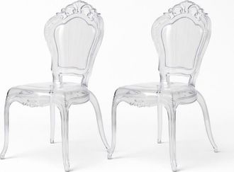 Biscottini International Set 2 Sillas De Policarbonato Transparente Silla De Cocina/sala De Estar Sillones De Pl&aacute;stico Para Comedor Sill&oacute;n Dormitorio