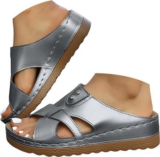 Generic Womens Orthopedic Wedge Sandals Breathable Straps Platform Slippers with Arch Support Casual Sandals for Women Open Toe Womens Walking Sandals Comfort