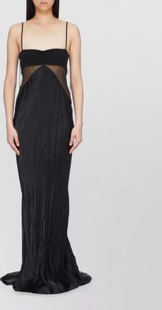Rick Owens ruched bodice combo floor length dress