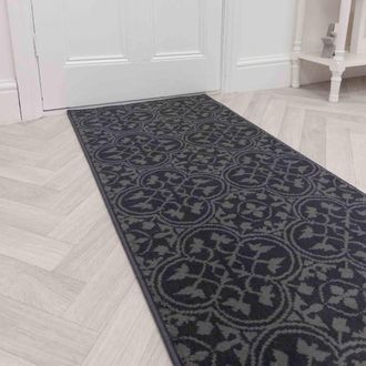 Runrug Hallway Carpet Runner Rug - Soft & Comfy, 9mm - Mosaic in Grey | Size: 60 cm x 420 cm