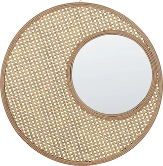 Beliani Beliani - Espejo De Pared De Rat&aacute;n Beige Natural 60 Cm Sint&eacute;tico Colgante R&uacute;stico Palau