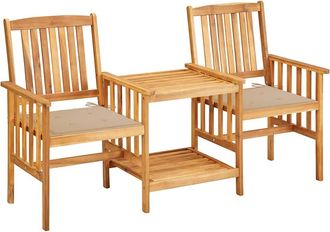 vidaXL Sillas Y Mesita De Jard&iacute;n Con Cojines Madera Maciza Acacia Vidaxl