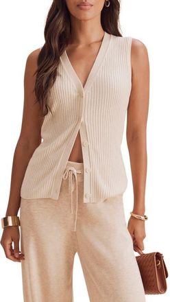 Splendid Georgie Rib Vest in Wheat Beige Heather at Nordstrom, Size X-Large