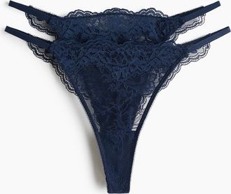 H&M 2er-Pack Tangas aus Spitze - Dunkelblau