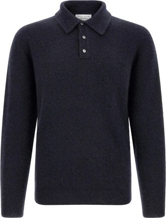 Roberto Collina Truien & Vesten, Heren, Blauw, 2Xl, Kasjmier, Polo met lange mouwen