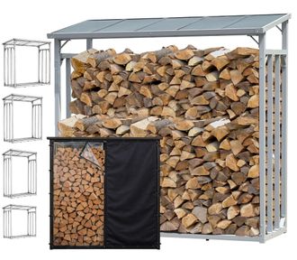 Quick Star Quick-star - Estante Aluminio Para Le&ntilde;a 143 X 70 X 145 Cm Jard&iacute;n Prinidor Refugio De 1.4 M&sup3; De Madera Almacenamiento Apilables Ayuda Exterior Con Prot