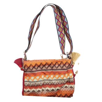 Generic Ethnic Style Crossbody Bags, Tassel Colorful Handbag, Large Capacity Bohemian Shoulder Bag, Portable Messenger Bag for Women Outdoor(Brown)
