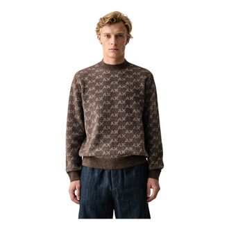 A|X Armani Exchange Jersey de canal&eacute; Ingl&eacute;s con logo AX integral - Knitwear - Hombre - Marr&oacute;n - 2XL