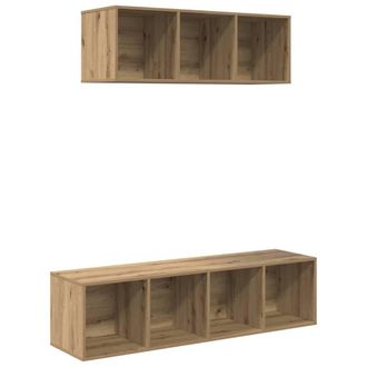 Berkfield Home TV Cabinet Set with Shelf 2 pcs Artisan oak 37 x 37 x 142.5 cm in Brown