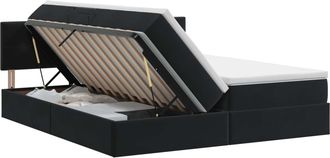 vidaXL Cama Con Almacenamiento Con Cabecera 2 Uds. Negro Vidaxl