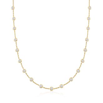 Ross-Simons Bezel-Set CZ Station Necklace in 18kt Gold Over Sterling
