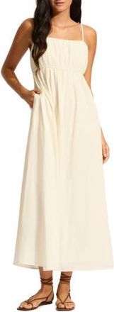 Seafolly Piped Organic Cotton Cover-Up Dress in Ecru at Nordstrom Rack, Size Large