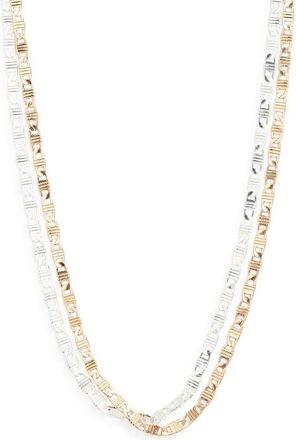 Open Edit Set of 2 Textured Chain Link Necklaces in Gold- Silver at Nordstrom