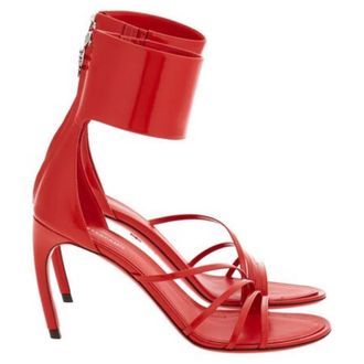 Ferragamo Clethra Curve Heel Leather Sandals, Size 10 B