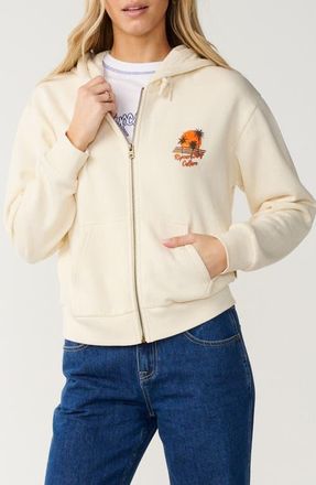 Rip Curl Surf Culture Graphic Zip Hoodie in Bone at Nordstrom, Size Xx-Small