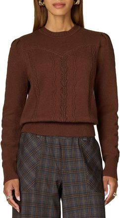 Wit & Wisdom Cable Stitch Sweater in Mocha at Nordstrom, Size X-Large