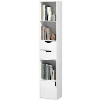 HOMCOM Homcom Libreria Con Cassetti E Ripiano Regolabile, 158 Cm, Bianco