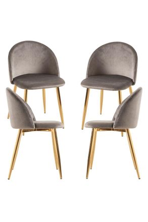 Regalos Miguel Packs Sillas Comedor - Pack 4 Sillas Vint Terciopelo Golden - Gris Claro