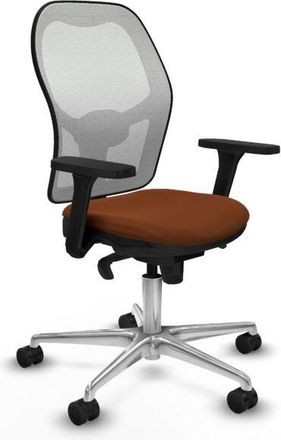 Piqueras y Crespo Piqueras Y Crespo - Jorquera Sincro Malla Blanca Similpiel Marr&oacute;n Brazos 3d Base Aluminio Ruedas 65mm Nailon