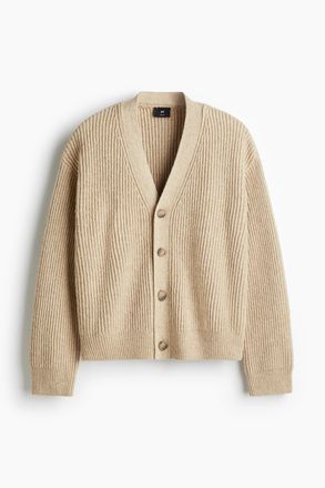 H&M Cardigan aus Rippstrick in Loose Fit - Beige
