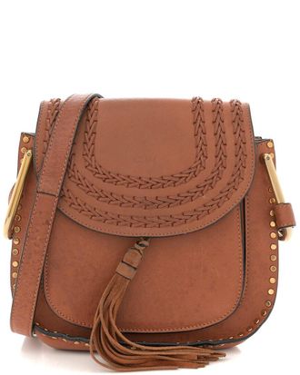 Chlo&eacute; Caramel Calfskin Braided Small Hudson Shoulder Bag (Authentic Pre-Loved)