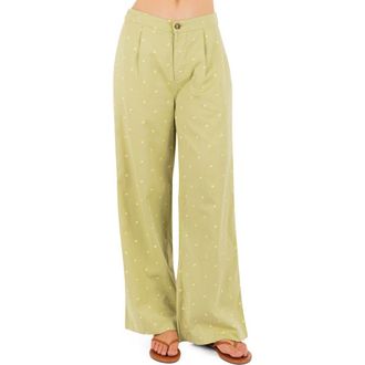 Hurley Wavy Dot Wide Leg Pants in Fern at Nordstrom, Size X-Large