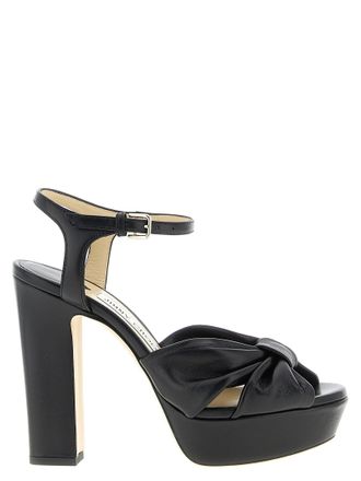 Jimmy Choo London Black Leather Stiletto Heel Womens Sandals