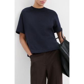 Mango Oversize Cotton T-Shirt in Dark Navy at Nordstrom, Size Xx-Large