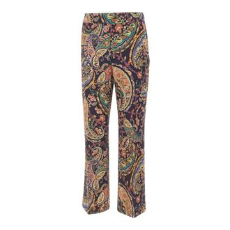Etro Etro, Straight Trousers, female, Multicolor, Size: L Paisley Straight Pants