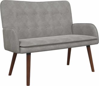 vidaXL Sof&aacute; De 2 Plazas Gris Claro 115 X 61 X 87 Cm Terciopelo Vidaxl