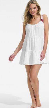 Lands End Plus Size New Tiered Cover Up Mini Dress in White at Nordstrom, Size 2X