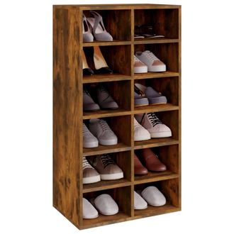 Berkfield Home Shoe Rack Smoked Oak 54x34x100.5 cm Engineered Wood in Brown