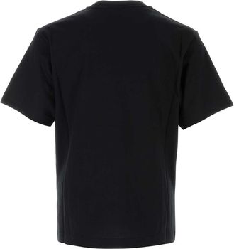Burberry Mens Logo-Embroidered Cotton T-Shirt Black
