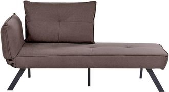 Beliani Chaise Longue De Tela Izquierdo Con Respaldo Ajustable Y Funci&oacute;n De Almohada Para Dormir Repelente Al Agua Marr&oacute;n Rocamadour