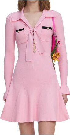 Self Portrait Abito Corto con Bottoni Perlati e Fiocco - - Dresses - Donna - Rosa - L