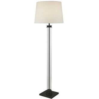 Searchlight Searchlight - Pedestal Floor Lamp Glass Column & Black Base, White Shade