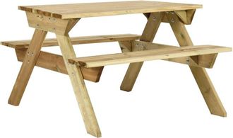vidaXL Mesa De Picnic Con Bancos 110x123x73 Cm Madera Pino Impregnada Vidaxl