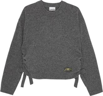 Ganni Future Wool Mix Oversized O-Neck - Dames - Ronde hals truien - Grijs - S - Wol - Truien & Vesten