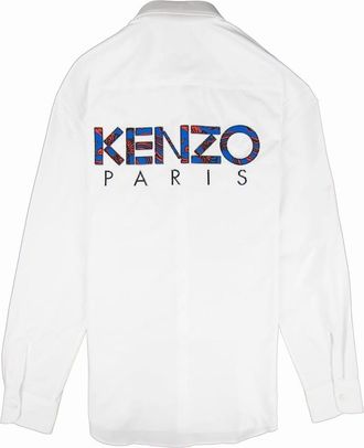 Kenzo Mens Kenzo Back Logo Long Sleeve Shirt White - Size: Regular/36