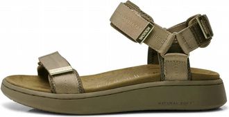 Woden Womens Line Sandals In Dark Olive