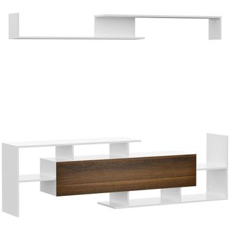 HOMCOM Mueble de sal&oacute;n 153.6x25x42 cm blanco y marr&oacute;n