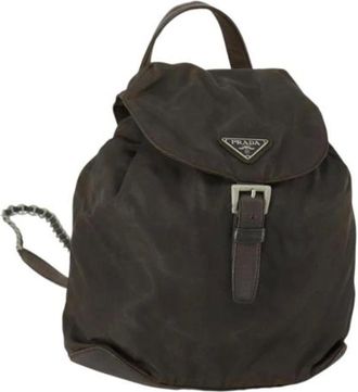 Prada Pre-owned Backpacks, female, Brown, Size: ONE SIZE Pre-owned Nylon Backpack