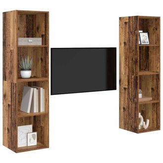 Berkfield Home TV Cabinet 2 pcs Brown 37 x 37 x 142.5 cm Engineered wood